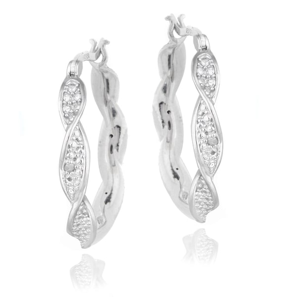 Db Designs Sterling Silver Diamond Accent Twist Hoop Earrings Db Designs Sterling Silver Diamond Accent Twist Hoop Earrings