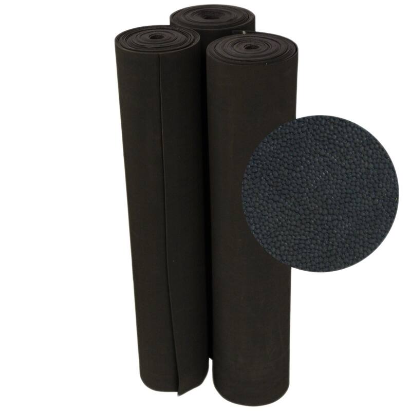 Rubber-Cal Tuff-N-Elastic Black Rubber Flooring Mat - 48 x 72
