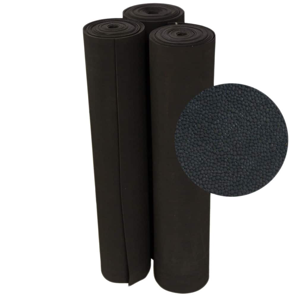 Rubber-Cal Tuff-N-Elastic Black Rubber Flooring Mat - 48 x 72