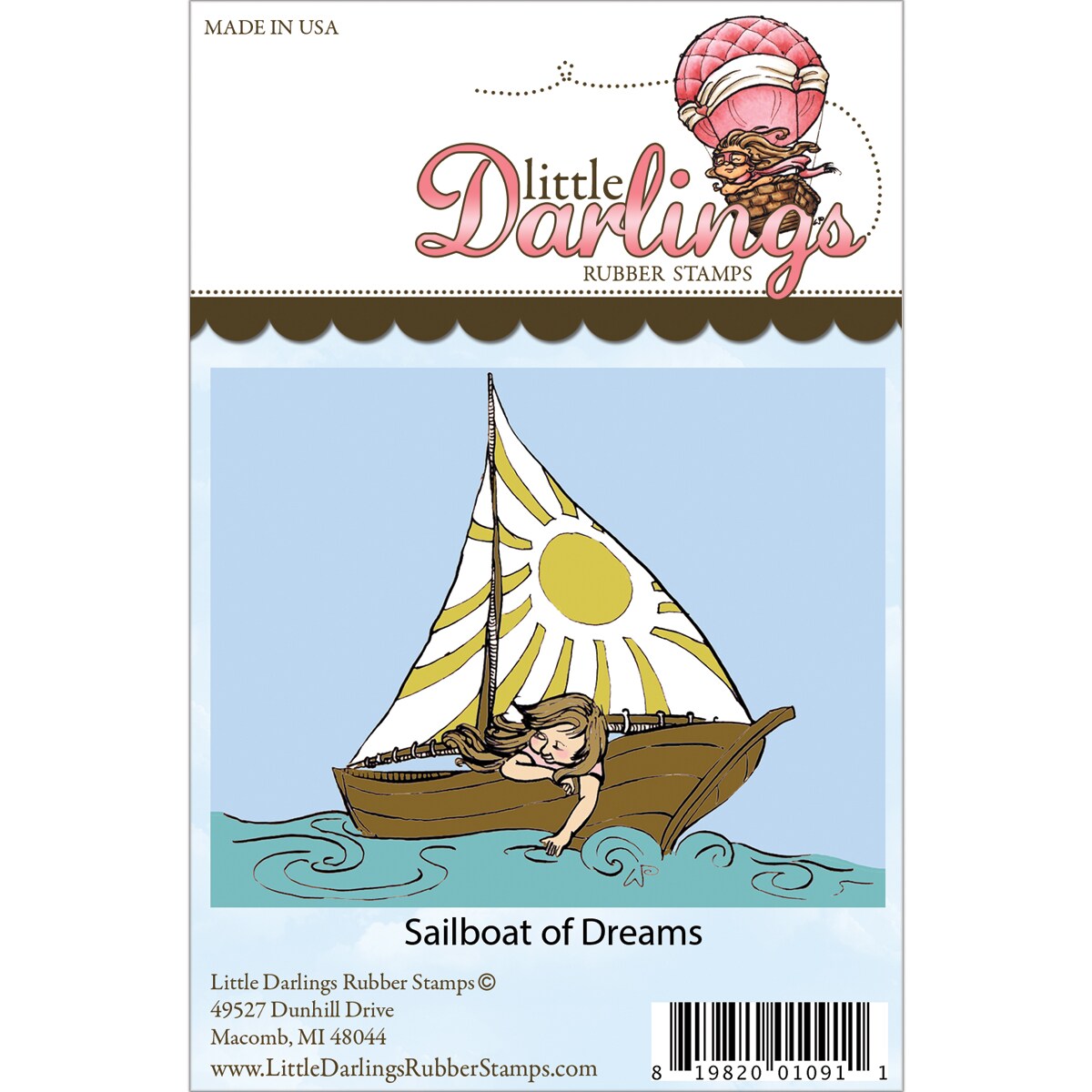 Little Darlings Unmounted Rubber Stamp sailboat Of Dreams