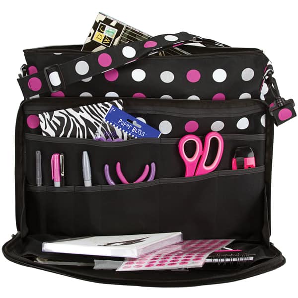 Creative Options Project Tote -Black/Magenta/White Polka Dot