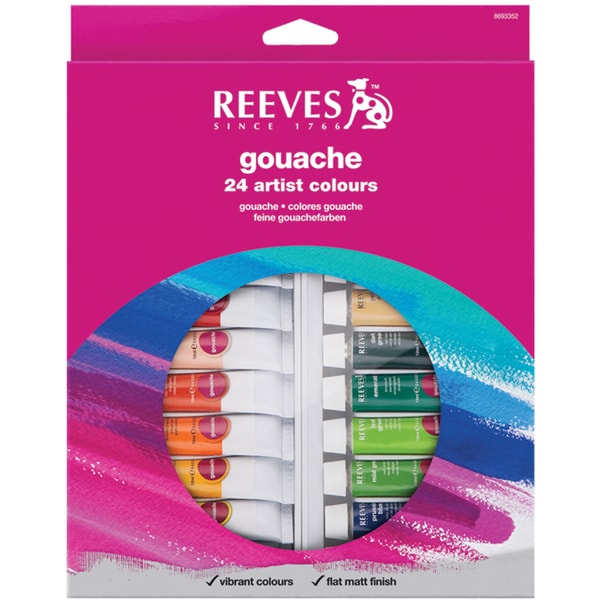 Reeves Gouache Watercolor 10ml 24/Pkg Assorted Colors   15575299