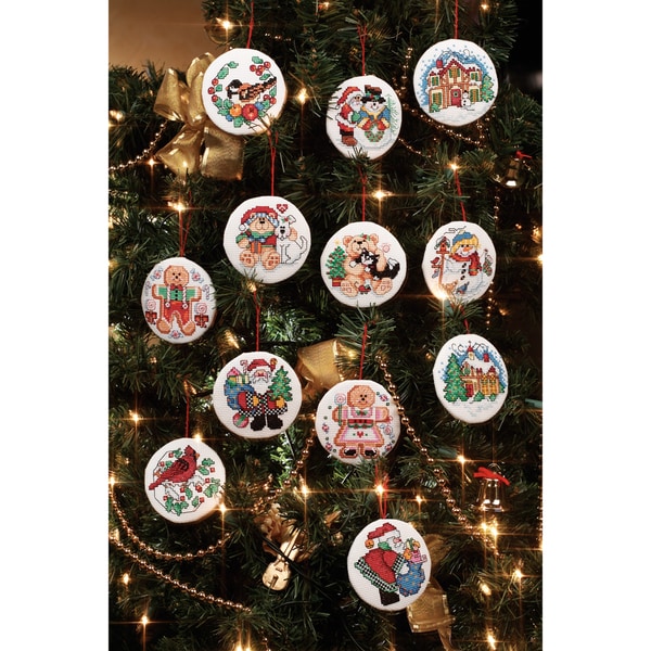 Holiday Favorites Ornaments Counted Cross Stitch Kit-3" Round 14 Count