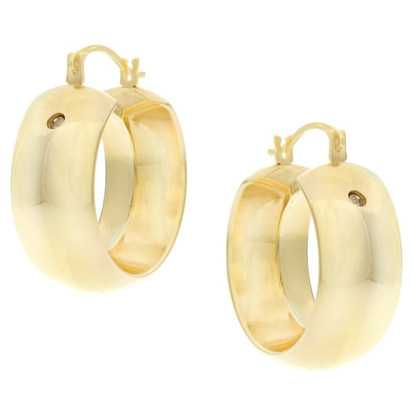 Forever Last 14k Yellow Gold Round cut Crystal Hoop Earrings iOne Gold Earrings