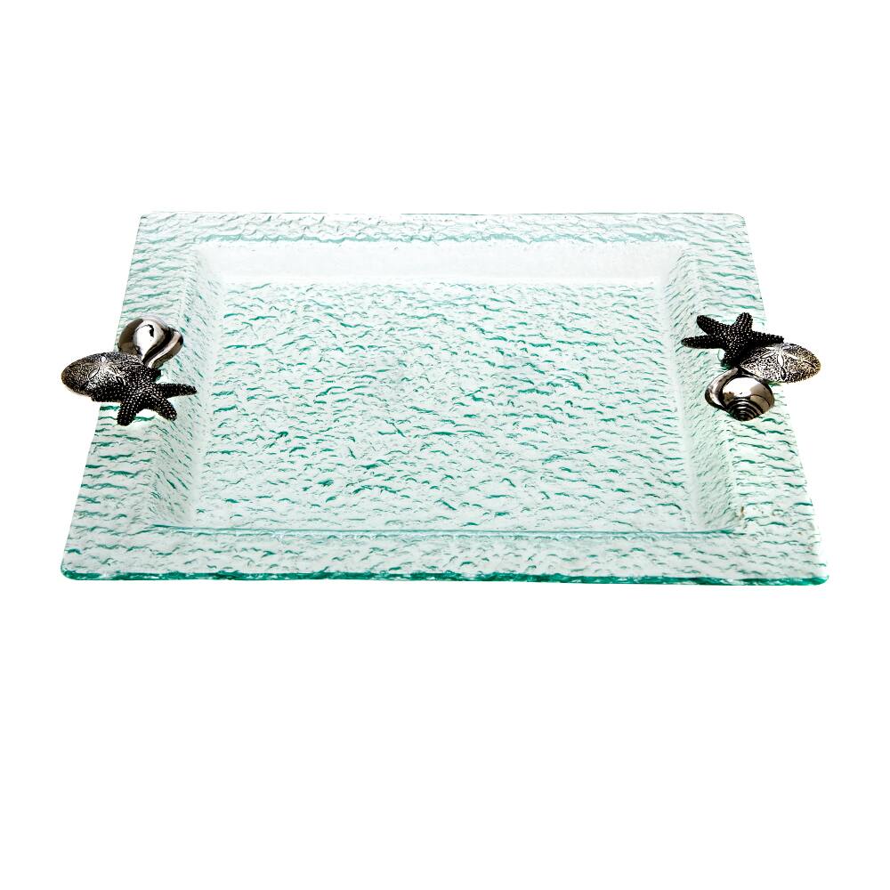 Glass Shell Accent Square Tray