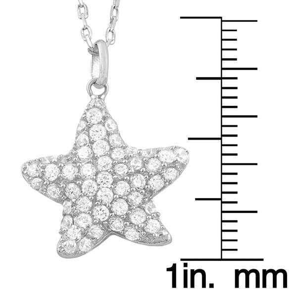 Fremada Rhodium Plated Sterling Silver Cubic Zirconia Star Necklace