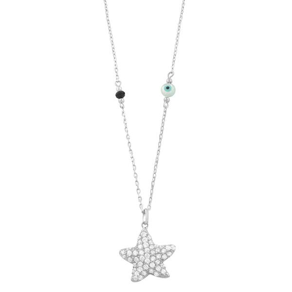 slide 1 of 3, Fremada Rhodium Plated Sterling Silver Cubic Zirconia Star Necklace