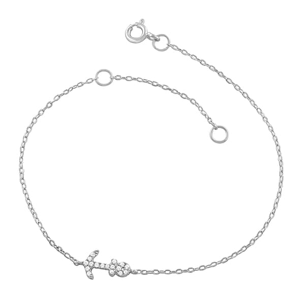 Fremada Rhodium Plated Sterling Silver Cubic Zirconia Anchor Fremada Rhodium Plated Sterling Silver Cubic Zirconia Anchor Bracelet 7 5 Inch