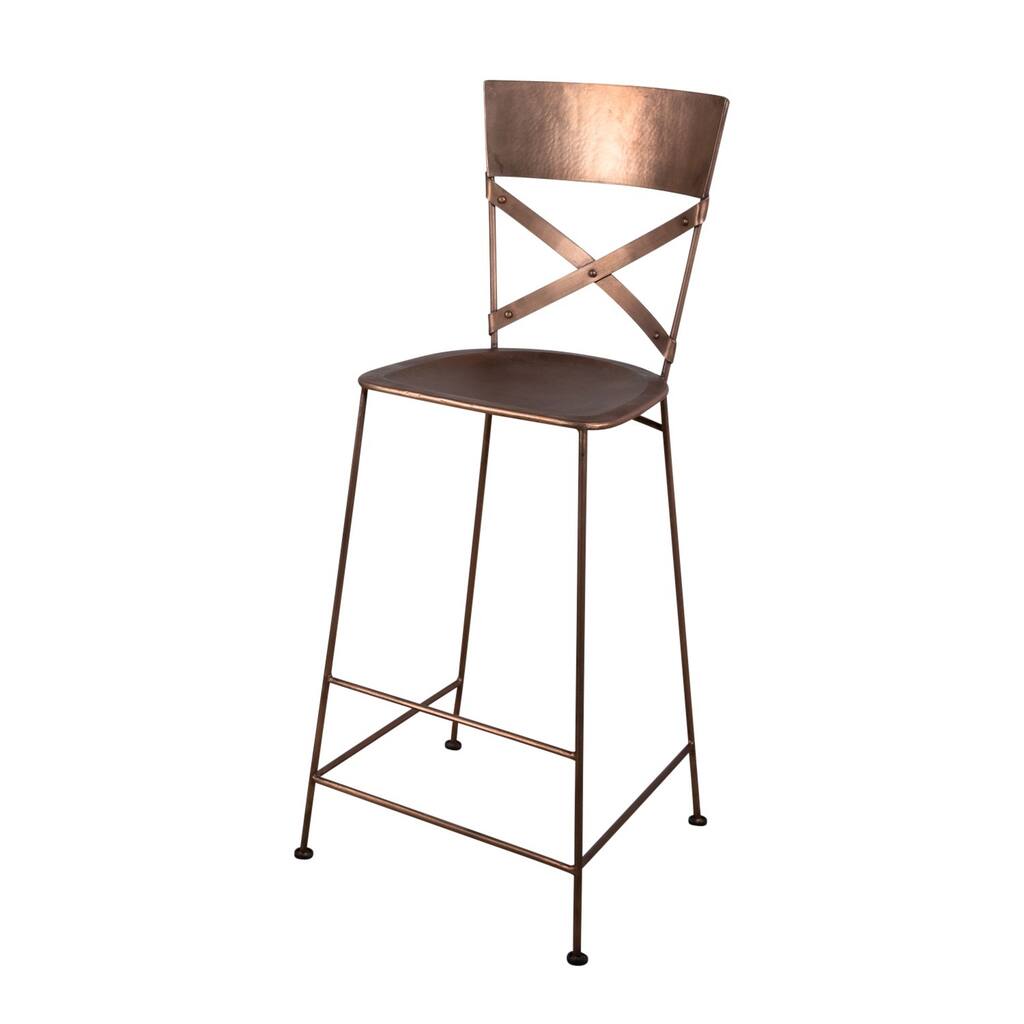 Handmade X-Back Copper Bar Stool (India)
