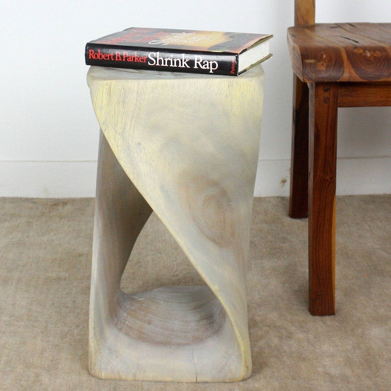 Haussmann® Original Wood Twist Stool 10 X 10 X 18 In High Grey Oil - 10" x 10" x 18