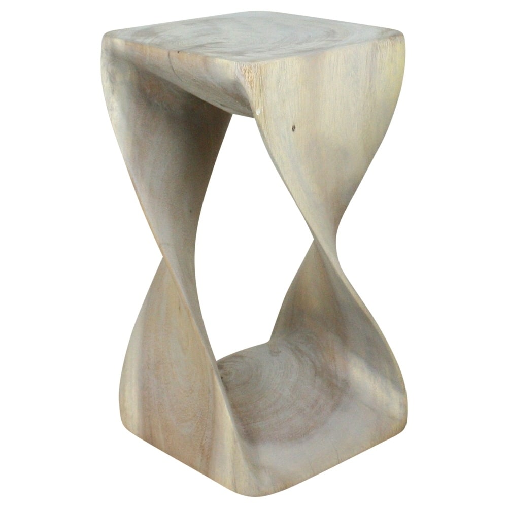 Haussmann® Original Wood Twist Stool 10 X 10 X 18 In High Grey Oil - 10" x 10" x 18