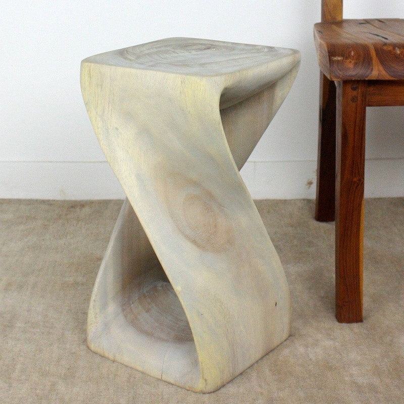 Haussmann® Original Wood Twist Stool 10 X 10 X 18 In High Grey Oil - 10" x 10" x 18