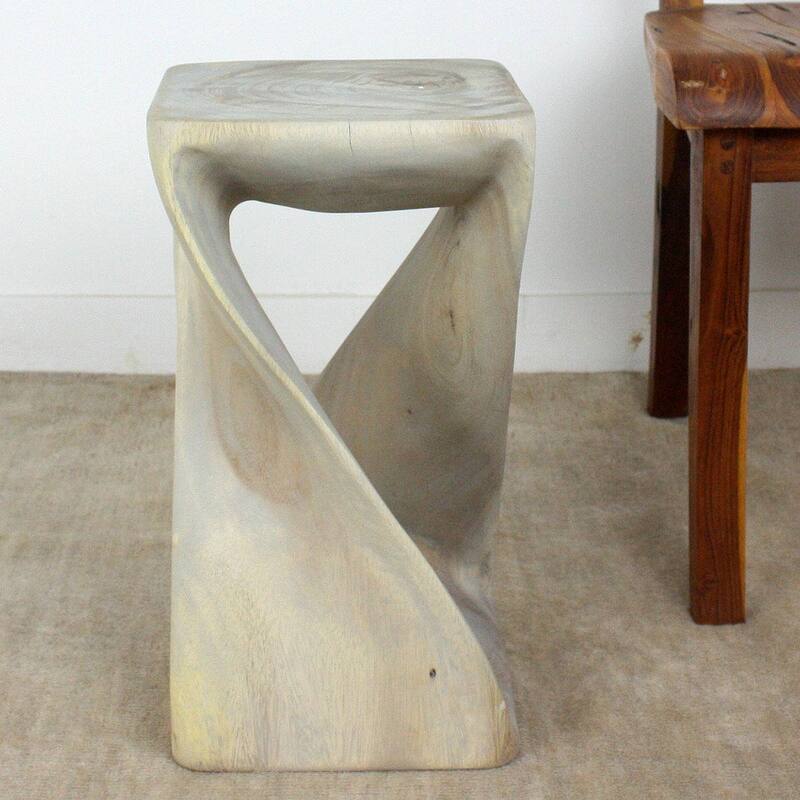 Haussmann® Original Wood Twist Stool 10 X 10 X 18 In High Grey Oil - 10" x 10" x 18