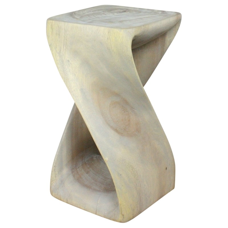 Haussmann® Original Wood Twist Stool 10 X 10 X 18 In High Grey Oil - 10" x 10" x 18