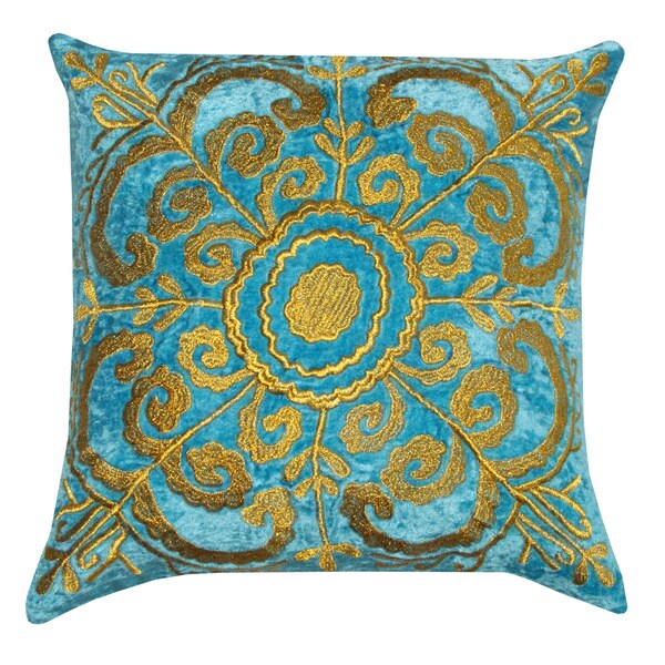 Shop Zari Velvet Medallion Throw Pillow (India) - Free Shipping Today ...