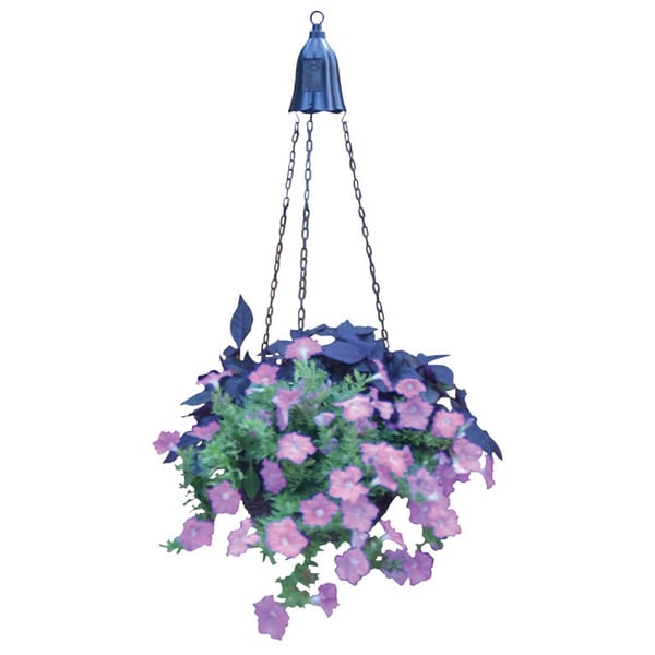 White Hanging Basket Solar Spotlight Hook