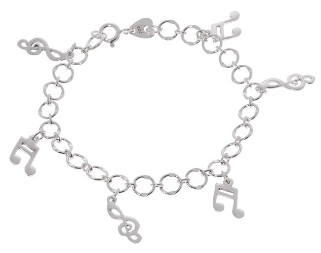 Journee Sterling Silver Music Notes Bracelet