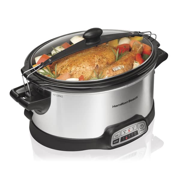 Hamilton Beach Silver 6 Quart Programmable Slow Cooker with Lid Clips and  Gasket - Bed Bath & Beyond - 8250981