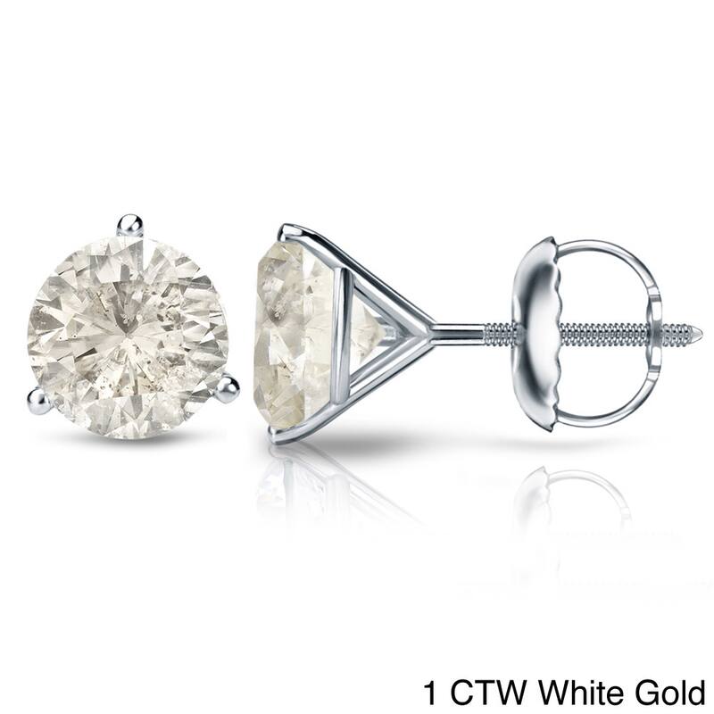 18k Gold 1 to 2ct TDW Certified Round Diamond Stud Earrings by Auriya - 1.00ct - White