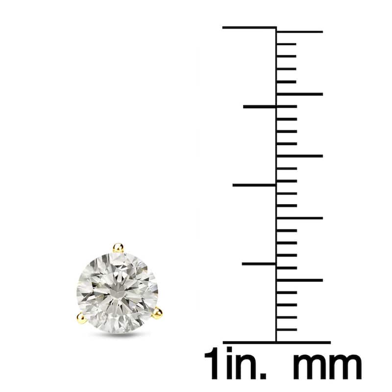 18k Gold 1 to 2ct TDW Certified Round Diamond Stud Earrings by Auriya