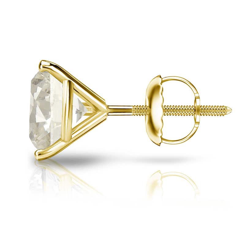 18k Gold 1 to 2ct TDW Certified Round Diamond Stud Earrings by Auriya