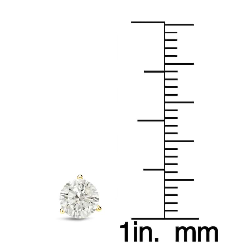 18k Gold 1 to 2ct TDW Certified Round Diamond Stud Earrings by Auriya