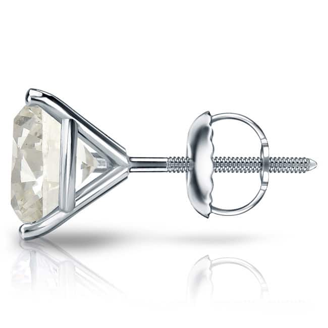 Auriya 1 to 2 carat TW Certified 3-Prong Martini Round Diamond Stud Earrings 18k Gold (H-I, SI1-SI2) - H-I, SI1-SI2
