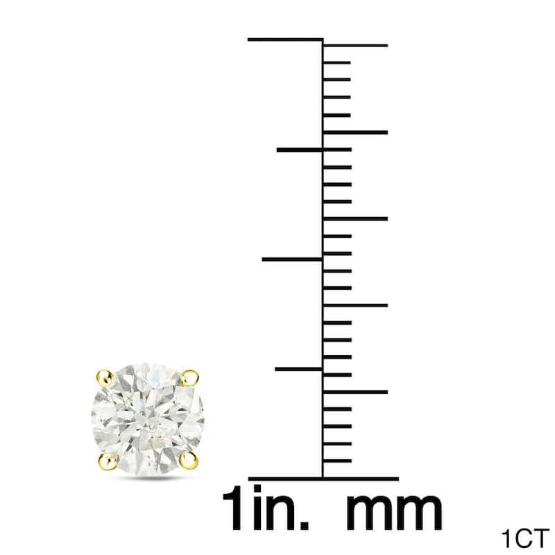 Auriya 1 to 2 carat TW Certified Round Diamond Earrings 18k Gold - H-I, SI1-SI2