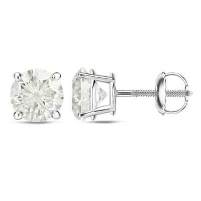 Auriya 1 to 2 carat TW Certified Round Diamond Earrings 18k Gold - H-I, SI1-SI2