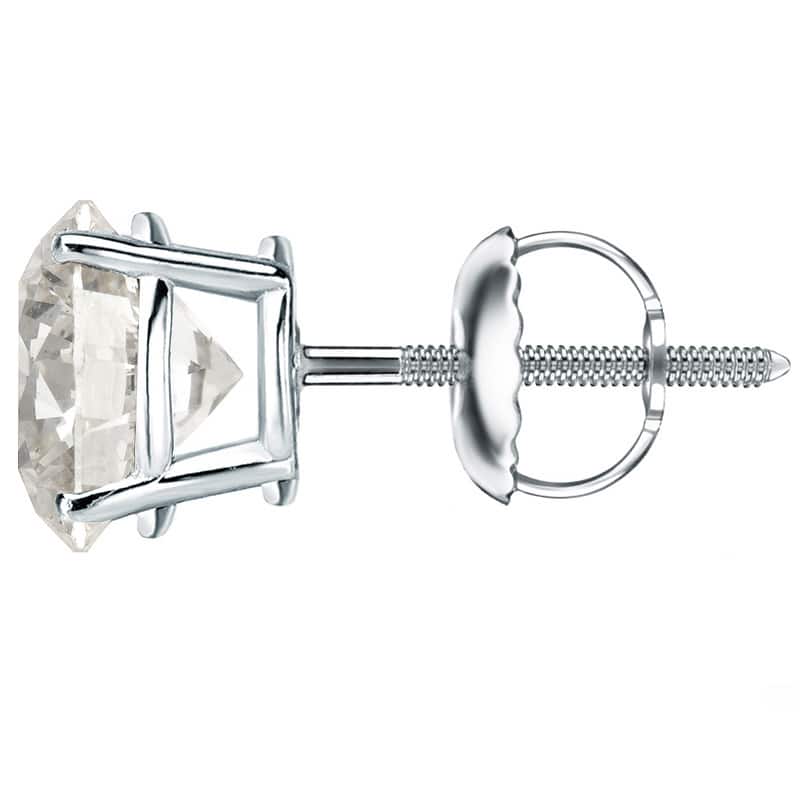 Auriya 1 to 2 carat TW Certified Round Diamond Earrings 18k Gold - H-I, SI1-SI2