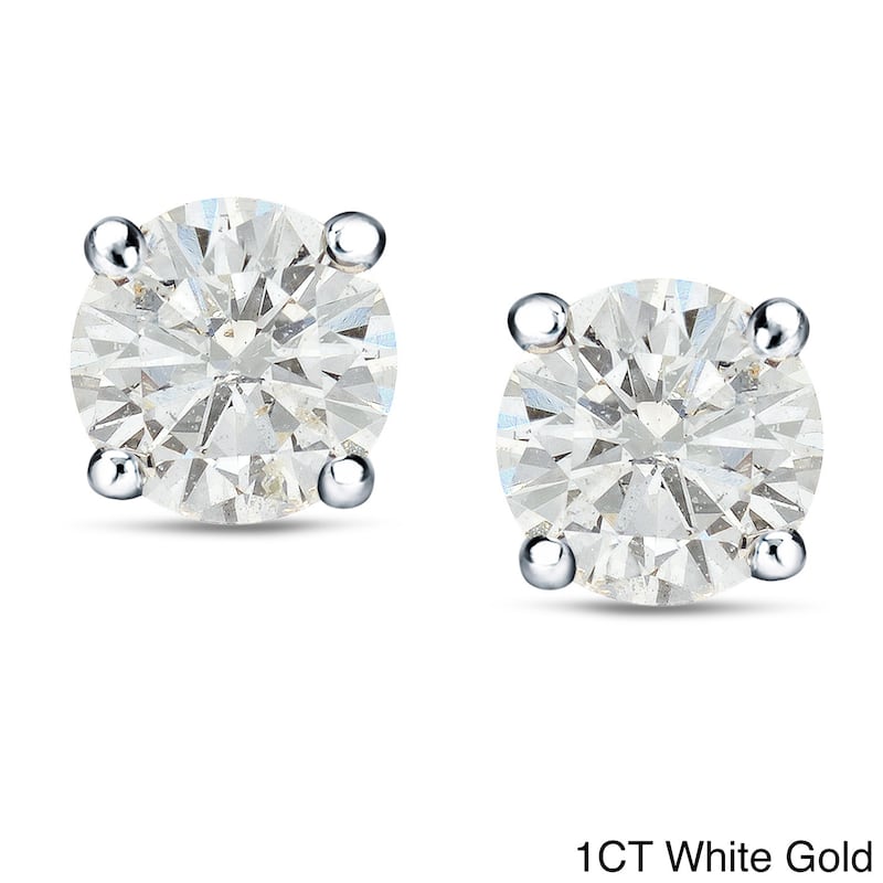Auriya 1 to 2 carat TW Certified Round Diamond Earrings 18k Gold - H-I, SI1-SI2 - 1.00ct - White