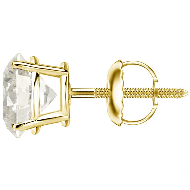 Auriya 1 to 2 carat TW Certified Round Diamond Earrings 18k Gold - H-I, SI1-SI2
