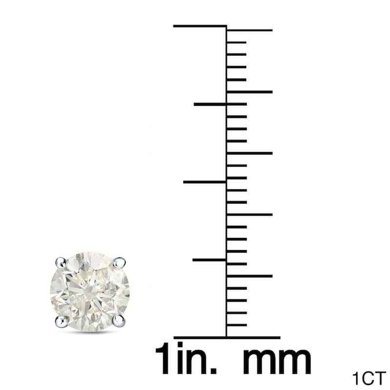 Auriya 1 to 2 carat TW Certified Round Diamond Earrings 18k Gold - H-I, SI1-SI2
