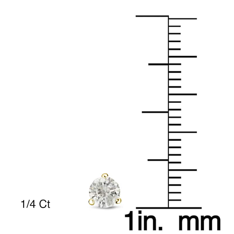 Auriya 1/4 to 1ct TW Round Diamond Stud Earrings 18k Gold 3-Prong Martini