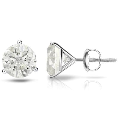 Auriya 1/4 to 1ct TW Round Diamond Stud Earrings 18k Gold 3-Prong Martini