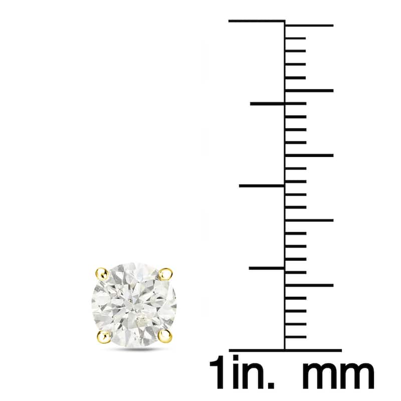18k Gold 1 to 2ct TDW Certified Round Diamond Stud Earrings by Auriya (J-K, I1-I2)