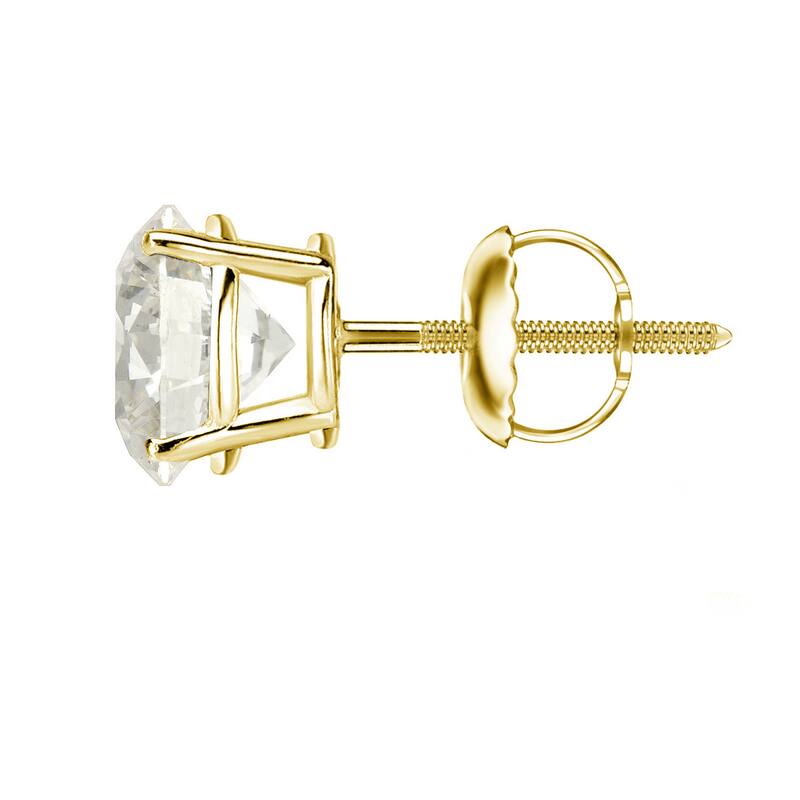18k Gold 1 to 2ct TDW Certified Round Diamond Stud Earrings by Auriya (J-K, I1-I2)