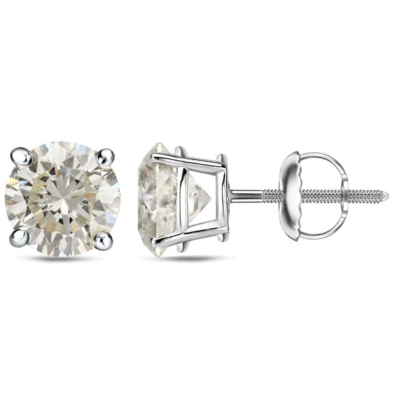 18k Gold 1 to 2ct TDW Certified Round Diamond Stud Earrings by Auriya (J-K, I1-I2)
