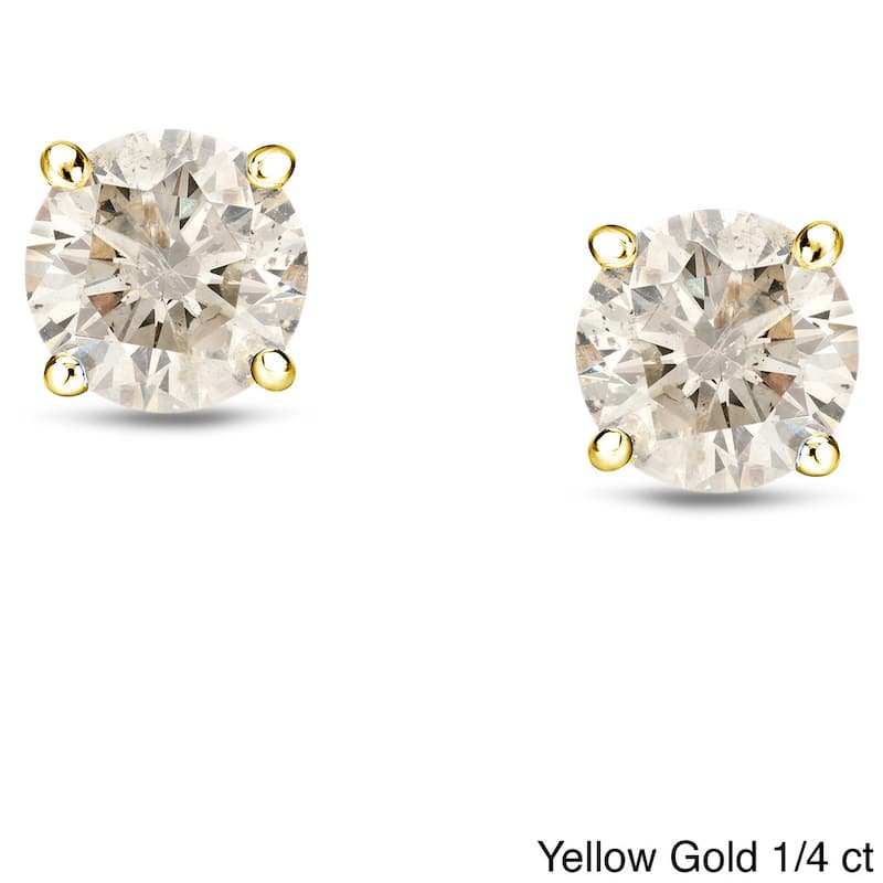 Auriya 1/4 to 3/4 Round Diamond Stud Earrings 18k Gold (J-K, I1-I2) - 0.25ct - Yellow