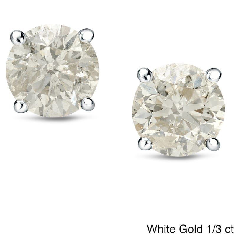 Auriya 1/4 to 3/4 Round Diamond Stud Earrings 18k Gold (J-K, I1-I2) - 0.33ct - White