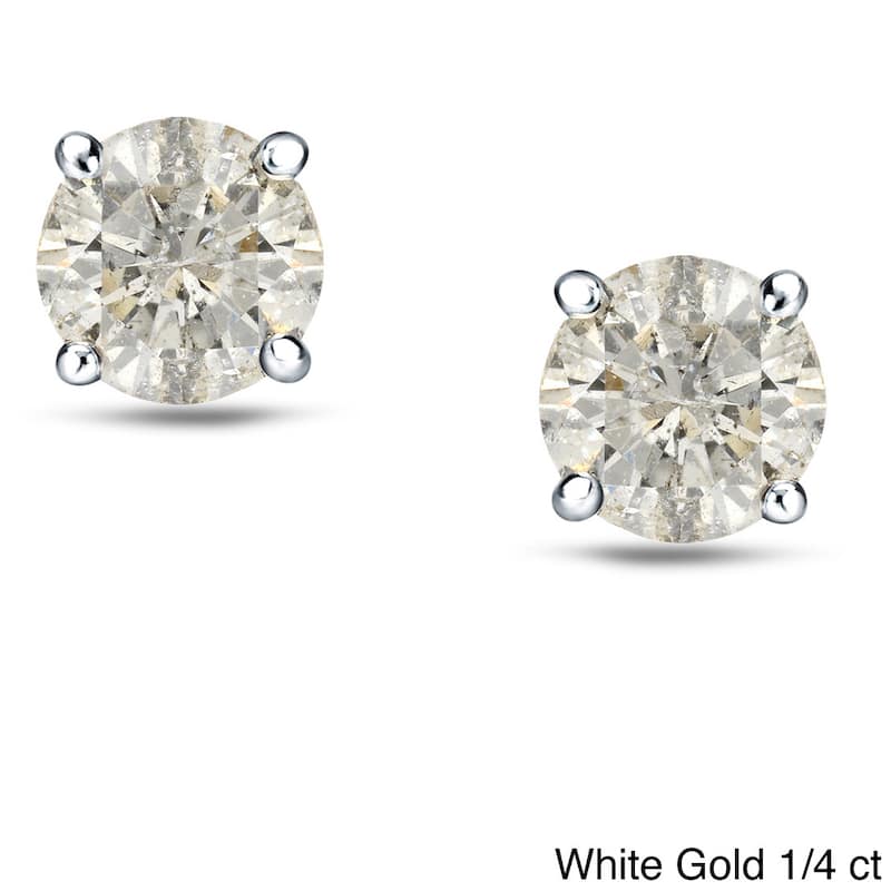Auriya 1/4 to 3/4 Round Diamond Stud Earrings 18k Gold (J-K, I1-I2) - 0.25ct - White