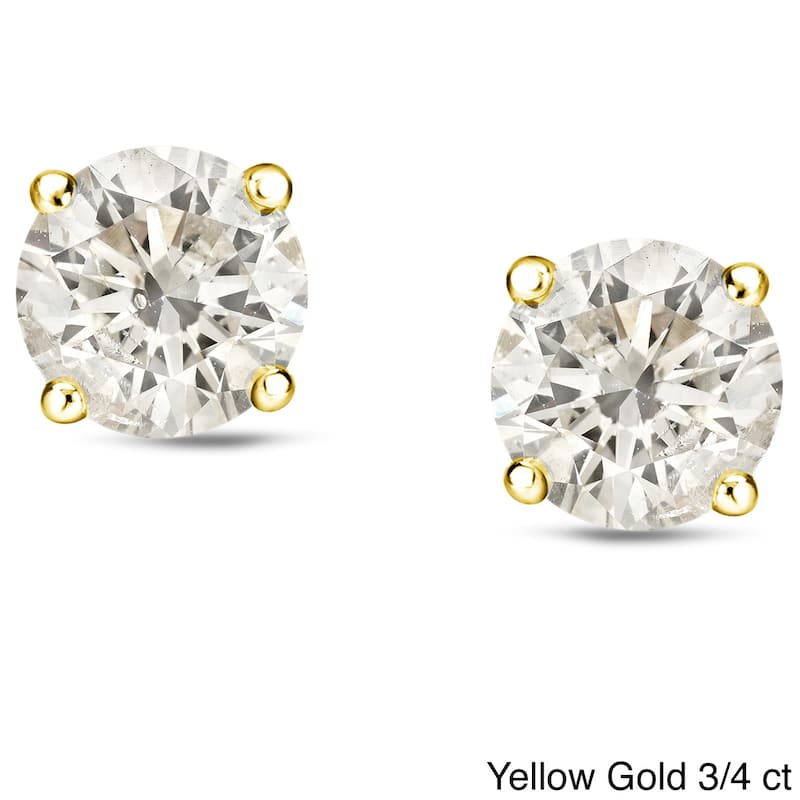 Auriya 1/4 to 3/4 Round Diamond Stud Earrings 18k Gold (J-K, I1-I2) - 0.75ct - Yellow