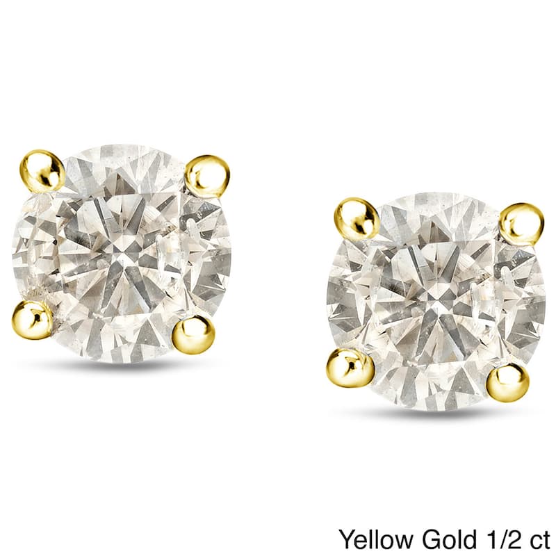 Auriya 1/4 to 3/4 Round Diamond Stud Earrings 18k Gold (J-K, I1-I2) - 0.50ct - Yellow