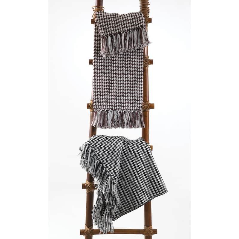 Houndstooth Design Throw Blanket - Black - Modern & Contemporary/Victorian