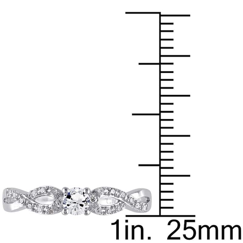 Miadora Sterling Silver Created White Sapphire and 1/10ct TDW Diamond Infinity Promise Ring