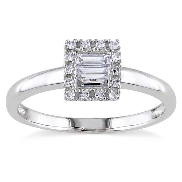 Shop Miadora 10k Gold 1/4ct TDW Baguette and Round Diamond Ring - Free ...