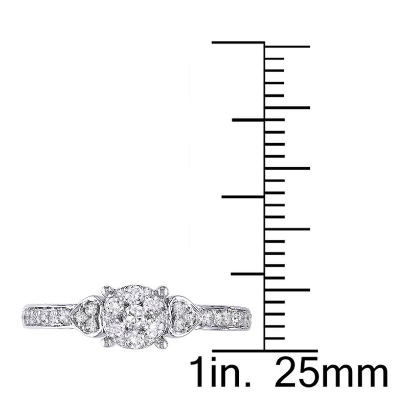 Miadora 10k White Gold 1/3ct TDW Diamond Cluster Engagement Ring
