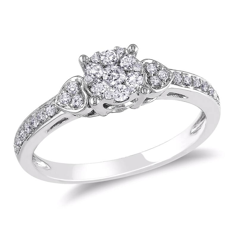 Miadora 10k White Gold 1/3ct TDW Diamond Cluster Engagement Ring - 5.5
