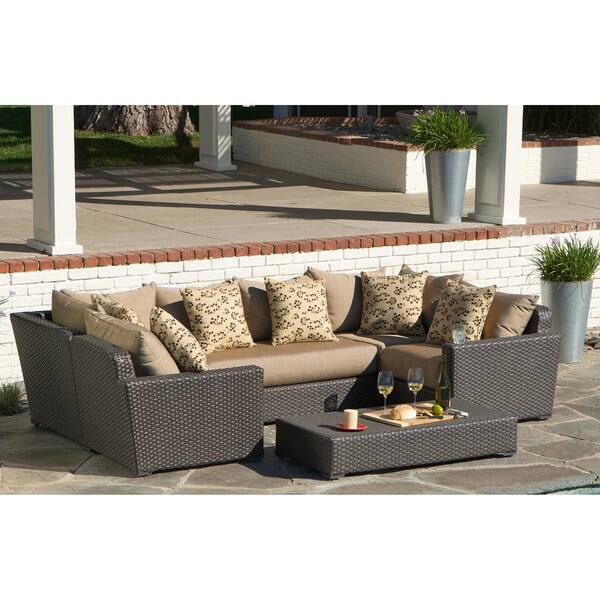 Shop Black Friday Deals On Sandy Beige 6 Piece Sunbrella Deep Seating Modular Patio Set Overstock 8252424