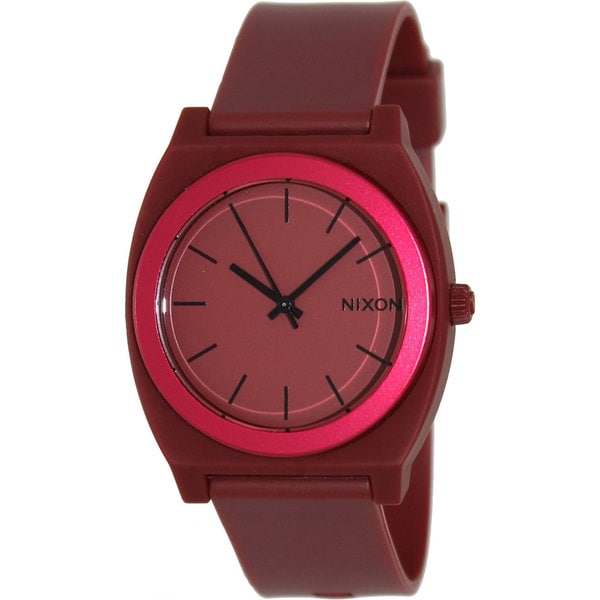 Nixon Mens Time Teller A1191298 00 Red Rubber Quartz Watch with Red